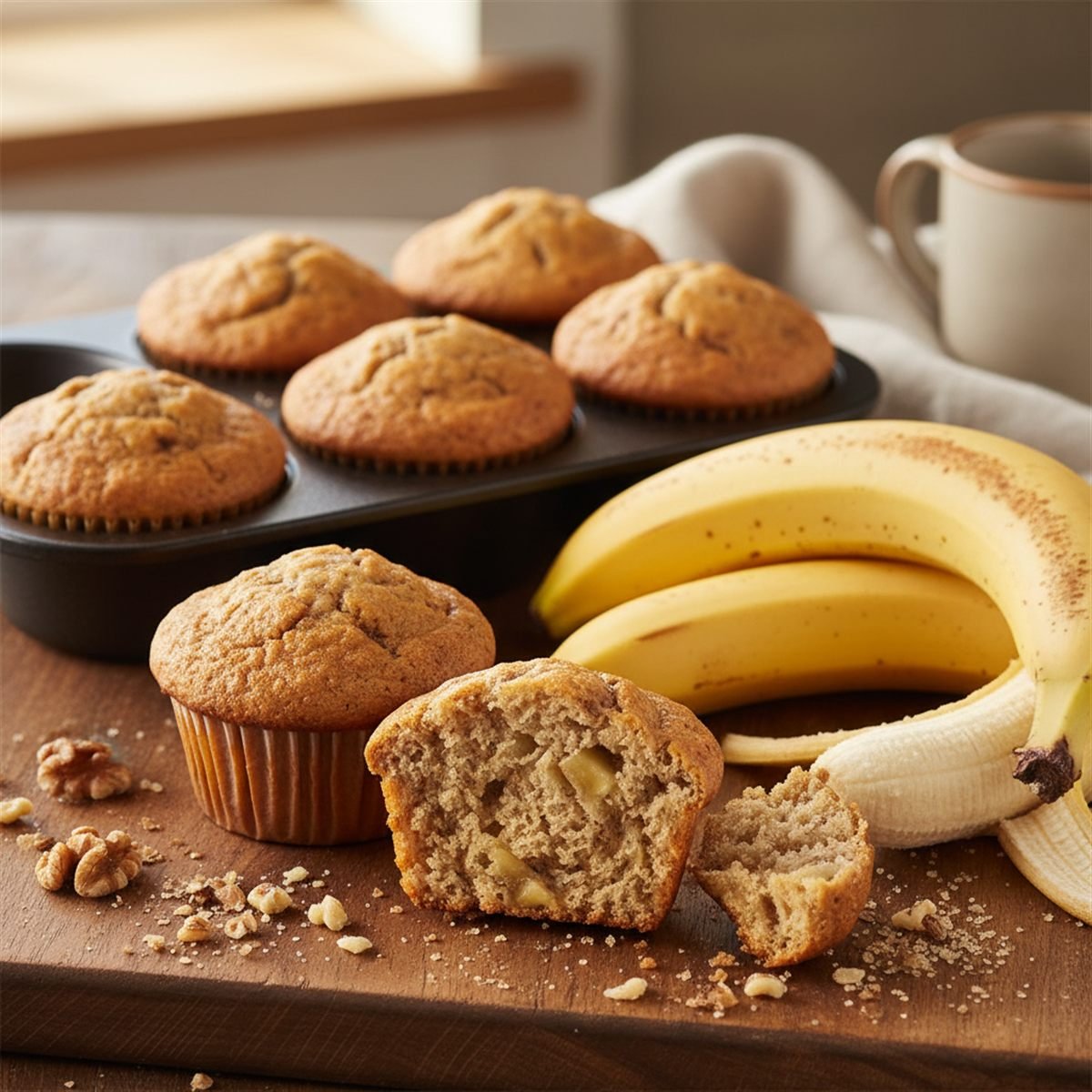 Easy Banana Muffins (Moist, One Bowl)
