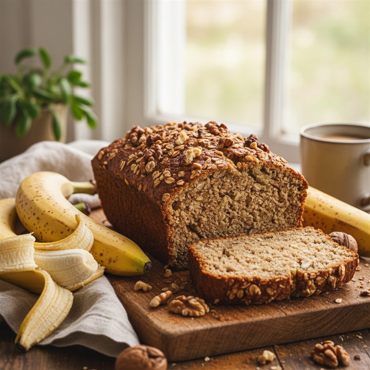 Healthy Banana Bread (Naturally Sweetened, Whole Grain)